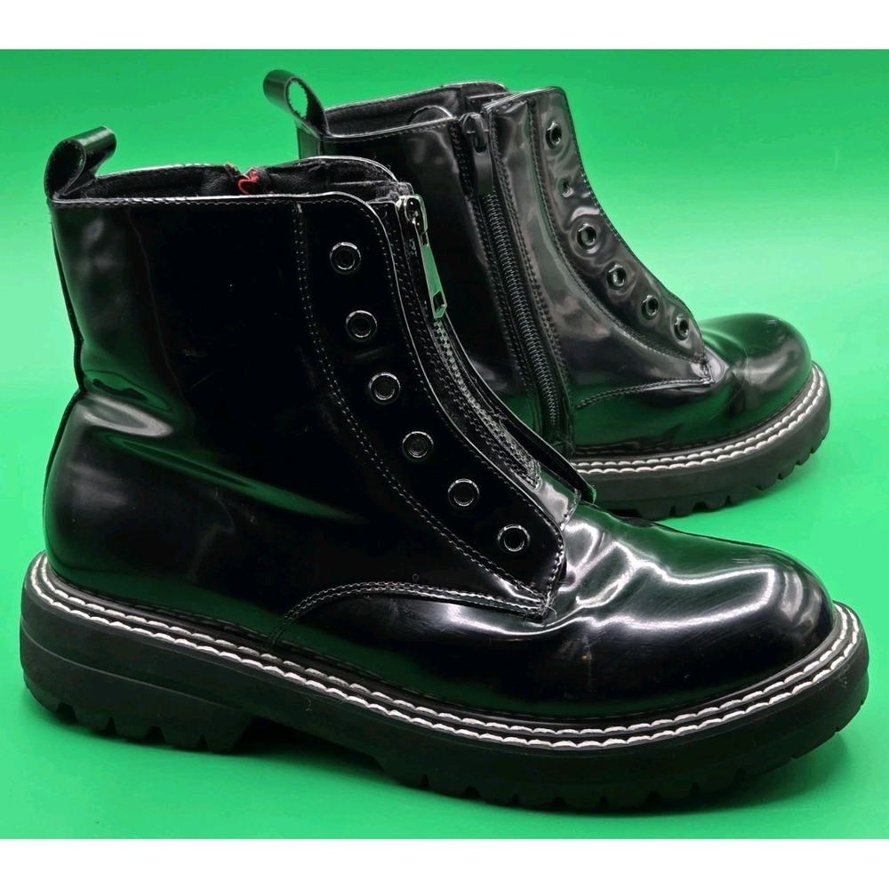 DUNES Coltrane Boots Womens Size 9M Black Goth Cosplay Zip Front and Side Anime